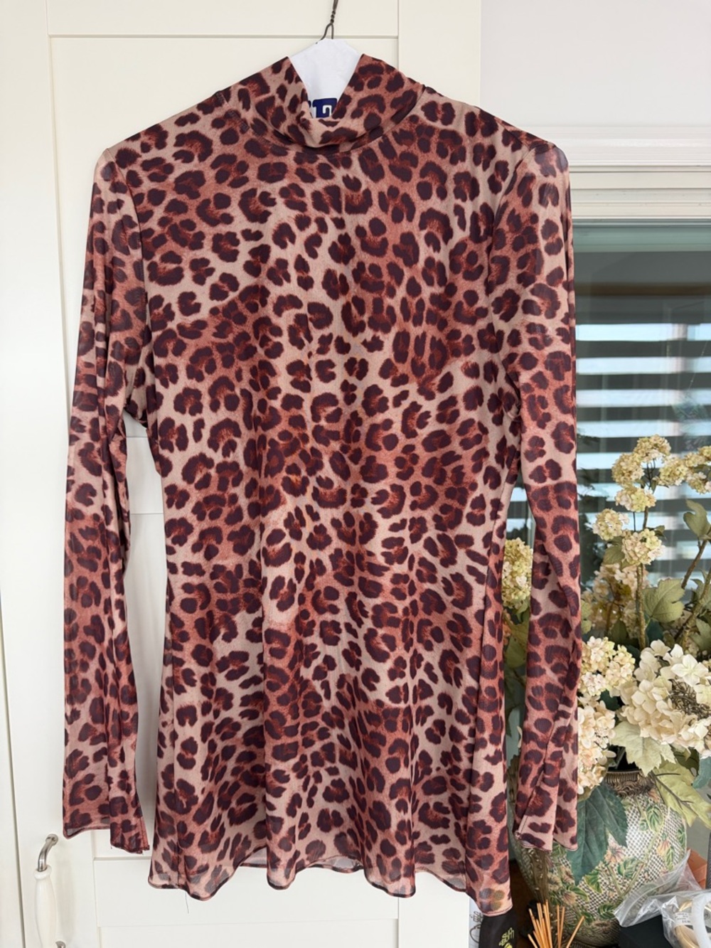 Runway The Label Leopard Print Long Sleeve Mock Neck Dress
